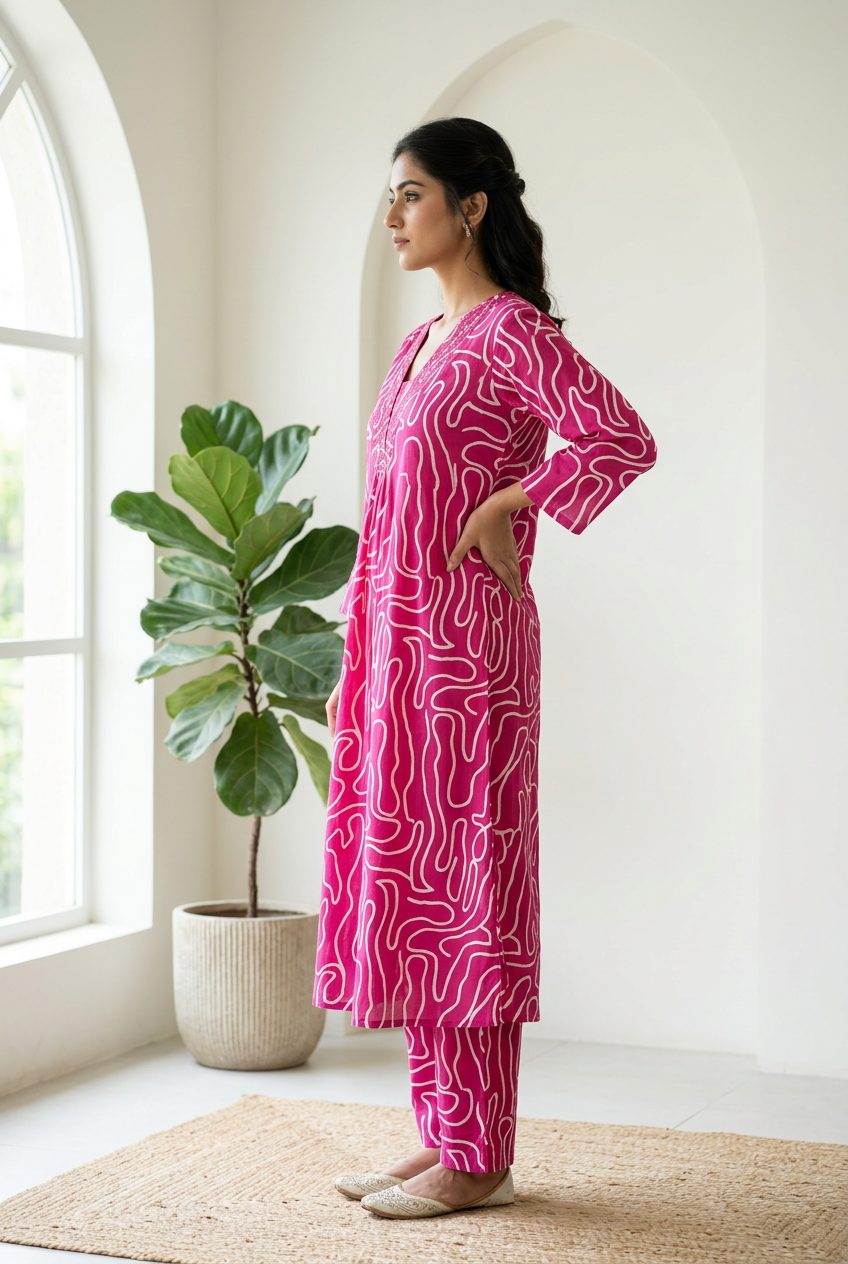 Sadhana magenta pink co-ord set side