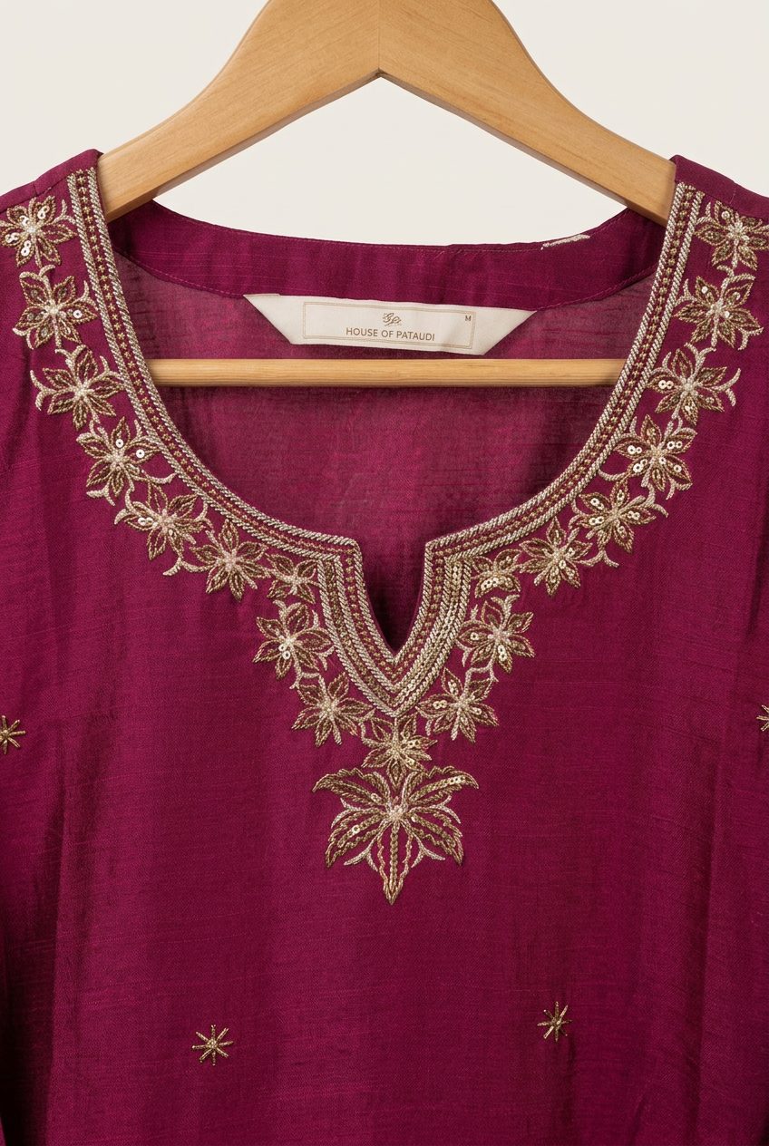 Neckline embroidery detail