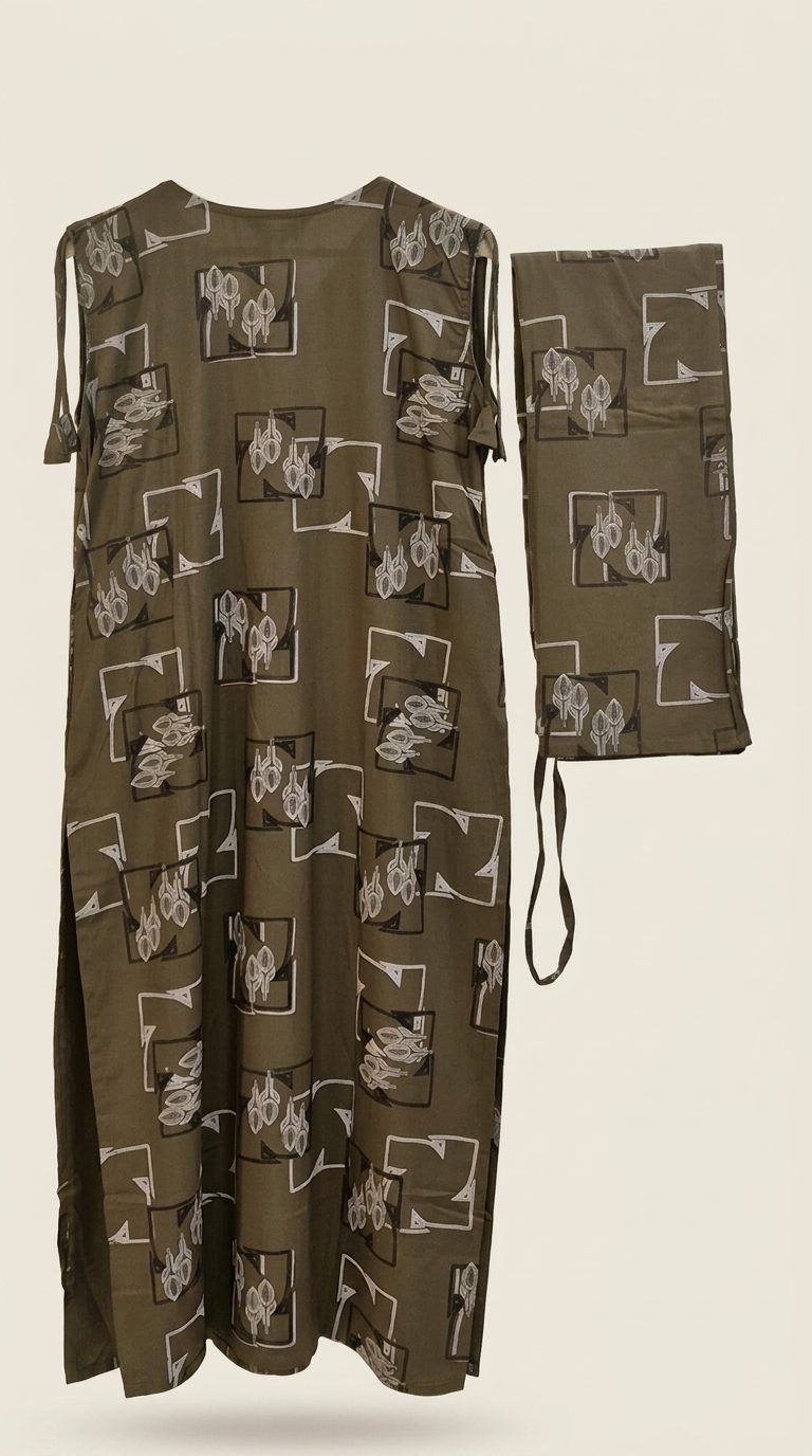 Olive brown co-ord set flat-lay back