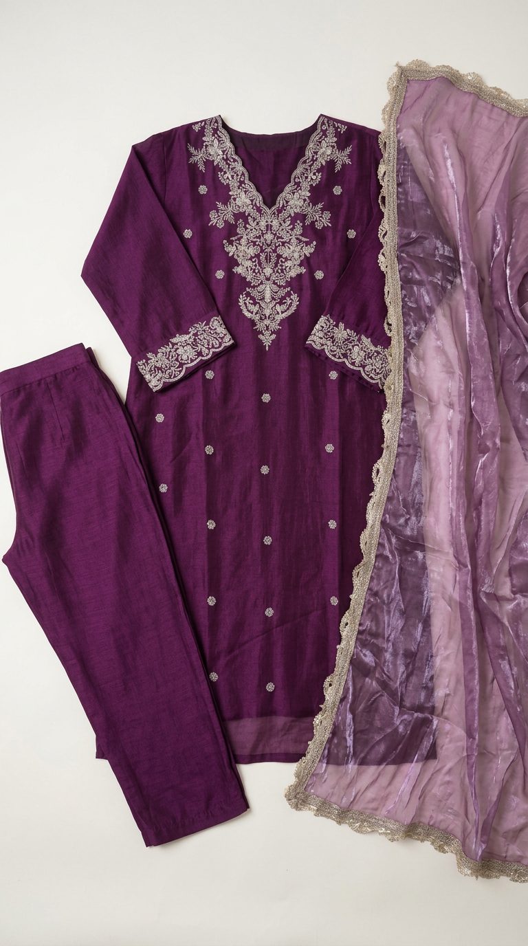 Wine purple 3-piece flat lay