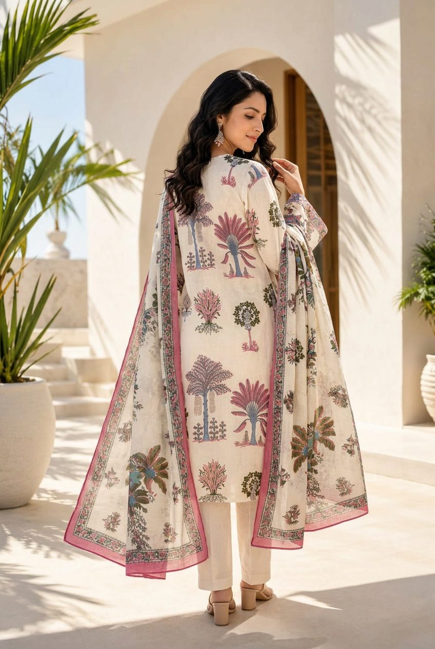Back view showing dupatta drape