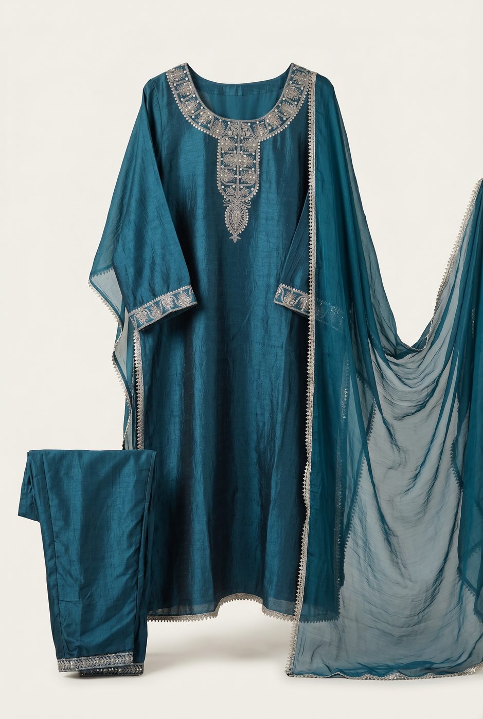 Sadhana teal suit catalog front shot
